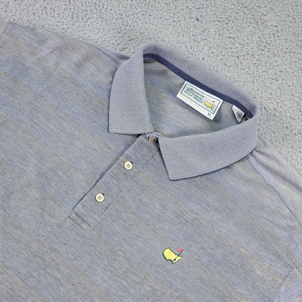 Augusta National Shirt Mens XL Blue Gray Golf Masters Logo Polo Pique Knit